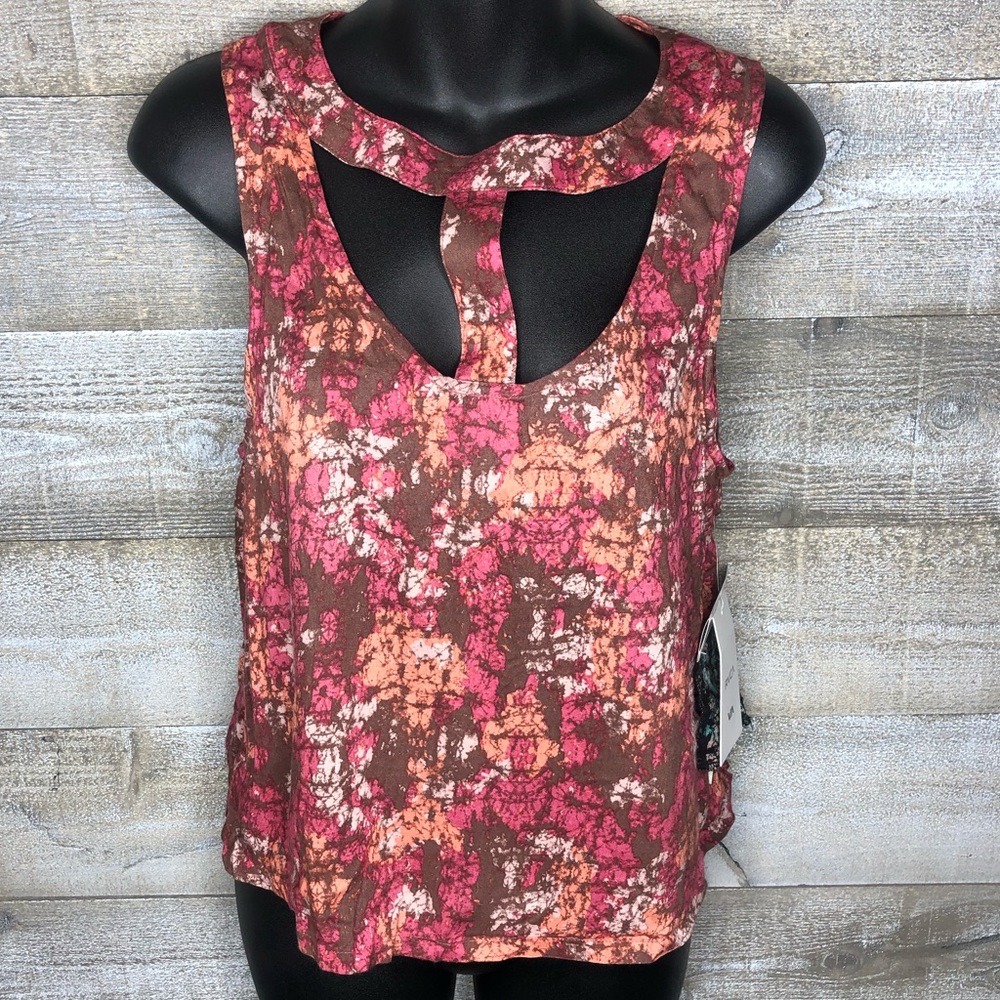 RVCA NWT cage cutout rose water tank top